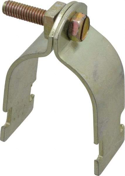 Thomas & Betts - 1-1/2" Pipe, 12 Gauge" Pipe or Conduit Clamp - Gold Galvanized, Rigid & IMC Conduit - Industrial Tool & Supply
