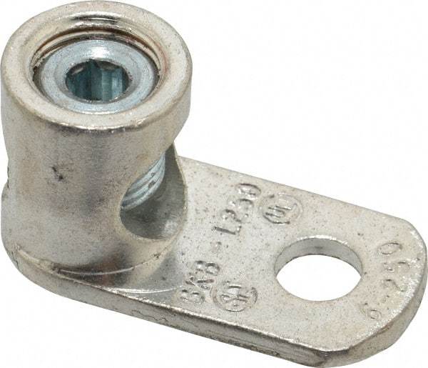 Thomas & Betts - 6 AWG Noninsulated Lug Connection D Shaped Ring Terminal - 13/32" Stud, 1-61/64" OAL x 15/16" Wide, Tin Plated Copper Contact - Industrial Tool & Supply