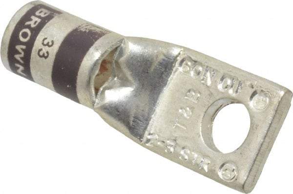 Thomas & Betts - 2 AWG Noninsulated Compression Connection Square Ring Terminal - 1/4" Stud, 1-1/2" OAL x 0.59" Wide, Tin Plated Copper Contact - Industrial Tool & Supply