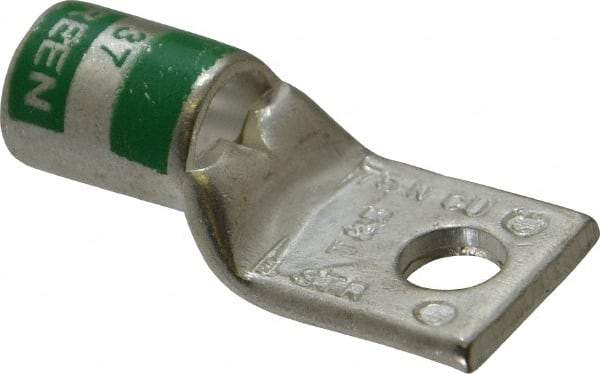 Thomas & Betts - 1 AWG Noninsulated Compression Connection Square Ring Terminal - 1/4" Stud, 1-1/2" OAL x 0.68" Wide, Tin Plated Copper Contact - Industrial Tool & Supply