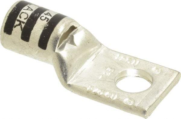 Thomas & Betts - 2/0 AWG Noninsulated Compression Connection Square Ring Terminal - 3/8" Stud, 1.93" OAL x 0.83" Wide, Tin Plated Copper Contact - Industrial Tool & Supply