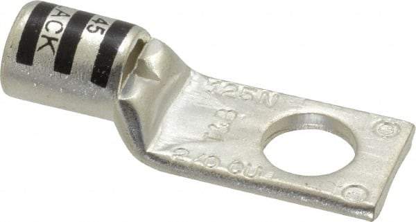 Thomas & Betts - 2/0 AWG Noninsulated Compression Connection Square Ring Terminal - 1/2" Stud, 2-1/4" OAL x 0.83" Wide, Tin Plated Copper Contact - Industrial Tool & Supply