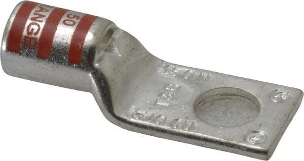 Thomas & Betts - 3/0 AWG Noninsulated Compression Connection Rectangle Ring Terminal - 1/2" Stud, 2.35" OAL x 0.92" Wide, Tin Plated Copper Contact - Industrial Tool & Supply