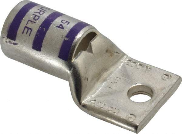 Thomas & Betts - 4/0 AWG Noninsulated Compression Connection Rectangle Ring Terminal - 1/4" Stud, 1.9" OAL x 1.03" Wide, Tin Plated Copper Contact - Industrial Tool & Supply
