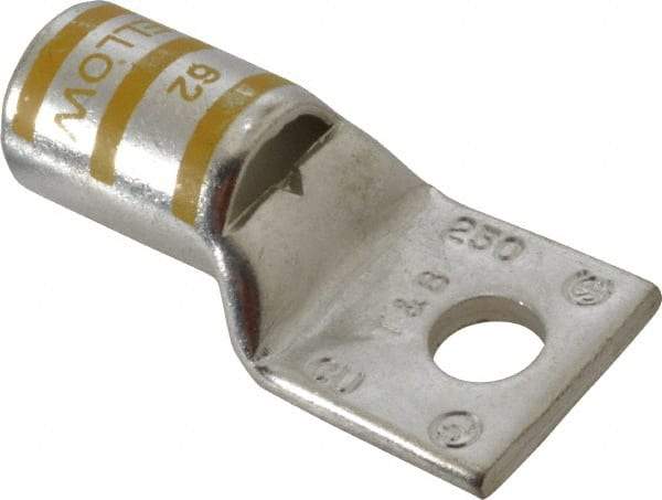 Thomas & Betts - 250 kcmil Wire Noninsulated Compression Connection Square Ring Terminal - 3/8" Stud, 2.28" OAL x 1.13" Wide, Tin Plated Copper Contact - Industrial Tool & Supply