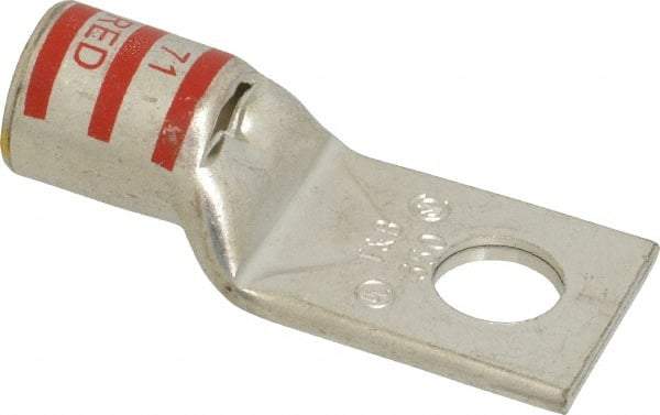 Thomas & Betts - 350 kcmil Wire Noninsulated Compression Connection Square Ring Terminal - 5/8" Stud, 3.21" OAL x 1.36" Wide, Tin Plated Copper Contact - Industrial Tool & Supply