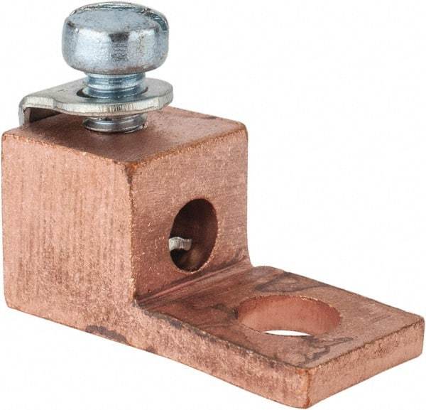 Thomas & Betts - 14-8 AWG Noninsulated Compression Connection Square Ring Terminal - 1/4" Stud, 1-1/8" OAL x 1/2" Wide, Copper Contact - Industrial Tool & Supply
