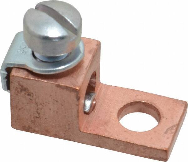 Thomas & Betts - 8-4 AWG Noninsulated Compression Connection Square Ring Terminal - 1/4" Stud, 1-1/8" OAL x 1/2" Wide, Copper Contact - Industrial Tool & Supply