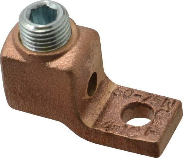 Thomas & Betts - 4-1 AWG Noninsulated Lug Connection Square Ring Terminal - 1/4" Stud, 1-5/8" OAL x 5/8" Wide, Tin Plated Copper Contact - Industrial Tool & Supply