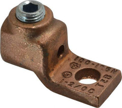 Thomas & Betts - 1-2/0 AWG Noninsulated Compression Connection Square Ring Terminal - 3/8" Stud, 1-15/16" OAL x 13/16" Wide, Copper Contact - Industrial Tool & Supply