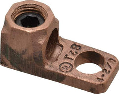 Thomas & Betts - 4-2/0 AWG Noninsulated Lug Connection D Shaped Ring Terminal - 3/8" Stud, 1-21/32" OAL x 23/32" Wide, Tin Plated Copper Contact - Industrial Tool & Supply