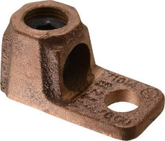 Thomas & Betts - 2-4/0 AWG Noninsulated Crimp Connection D Shaped Ring Terminal - 3/8" Stud, 1-7/8" OAL x 15/16" Wide, Copper Contact - Industrial Tool & Supply