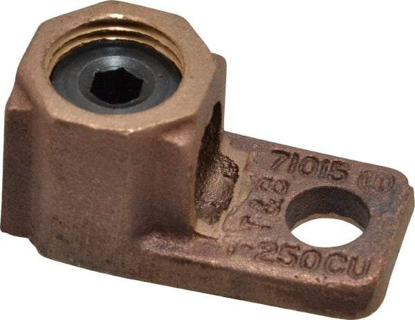 Thomas & Betts - 1 AWG Noninsulated Crimp Connection D Shaped Ring Terminal - 3/8" Stud, 2-1/32" OAL x 1" Wide, Copper Contact - Industrial Tool & Supply