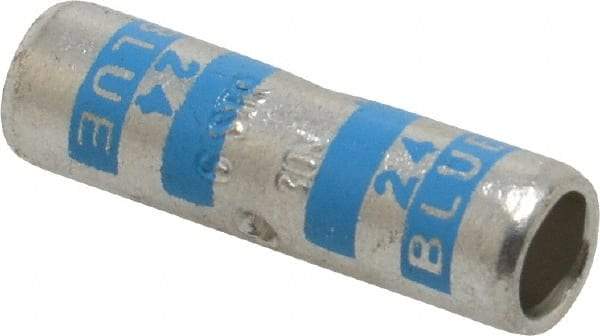 Thomas & Betts - 6 AWG Compatible, Noninsulated, Crimp-On Butt Splice Terminal - 2 Wire Entries, Copper Contacts, Tin Contact Plating, 1" OAL, Blue - Industrial Tool & Supply