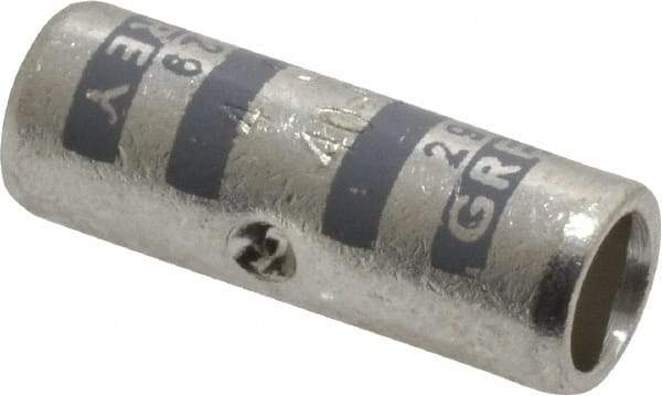 Thomas & Betts - 4 AWG Compatible, Noninsulated, Crimp-On Butt Splice Terminal - 2 Wire Entries, Copper Contacts, Tin Contact Plating, 1" OAL, Gray - Industrial Tool & Supply