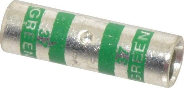 Thomas & Betts - 1 AWG Compatible, Noninsulated, Crimp-On Butt Splice Terminal - 2 Wire Entries, Copper Contacts, Tin Contact Plating, 1-1/2" OAL, Green - Industrial Tool & Supply