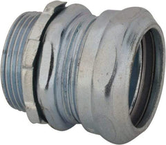 Thomas & Betts - 1-1/4" Trade, Steel Compression Straight EMT Conduit Connector - Noninsulated - Industrial Tool & Supply