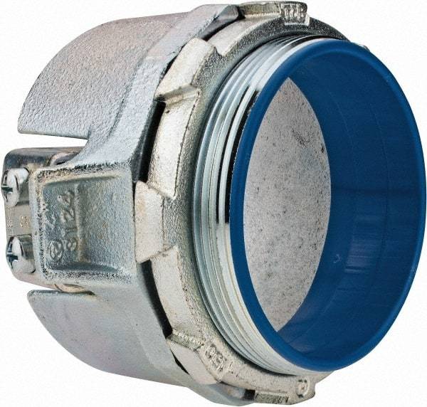 Thomas & Betts - 4" Trade, Malleable Iron Set Screw Straight FMC Conduit Connector - Insulated - Industrial Tool & Supply