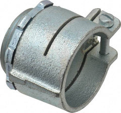Thomas & Betts - 1-1/4" Trade, Malleable Iron Squeeze Clamp Straight FMC Conduit Connector - Noninsulated - Industrial Tool & Supply