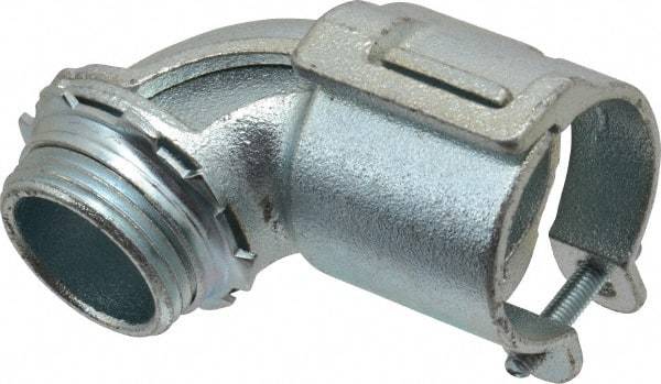 Thomas & Betts - 1" Trade, Malleable Iron Squeeze Clamp 90° FMC Conduit Connector - Noninsulated - Industrial Tool & Supply