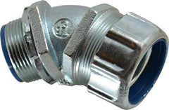 Thomas & Betts - 1-1/4" Trade, Malleable Iron Threaded Angled Liquidtight Conduit Connector - Insulated - Industrial Tool & Supply