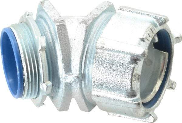 Thomas & Betts - 1-1/2" Trade, Malleable Iron Threaded Angled Liquidtight Conduit Connector - Insulated - Industrial Tool & Supply