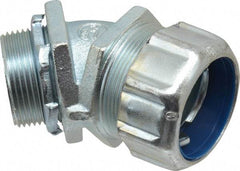 Thomas & Betts - 1-1/4" Trade, Malleable Iron Threaded Angled Liquidtight Conduit Connector - Noninsulated - Industrial Tool & Supply