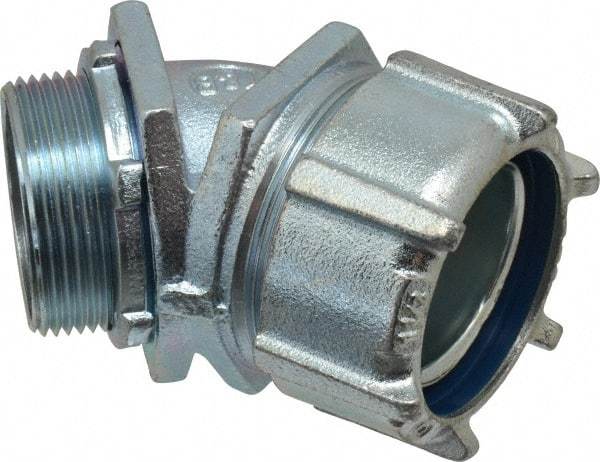 Thomas & Betts - 1-1/2" Trade, Malleable Iron Threaded Angled Liquidtight Conduit Connector - Noninsulated - Industrial Tool & Supply