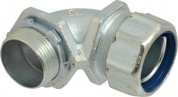 Thomas & Betts - 1-1/4" Trade, Malleable Iron Threaded Angled Liquidtight Conduit Connector - Noninsulated - Industrial Tool & Supply