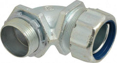 Thomas & Betts - 1-1/4" Trade, Malleable Iron Threaded Angled Liquidtight Conduit Connector - Noninsulated - Industrial Tool & Supply