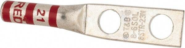 Thomas & Betts - 8 AWG Noninsulated Compression Connection Rectangle Ring Terminal - 1/4" Stud, 2.19" OAL x 0.42" Wide, Tin Plated Copper Contact - Industrial Tool & Supply