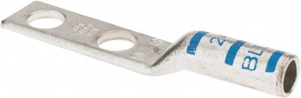 Thomas & Betts - 6 AWG Noninsulated Compression Connection Rectangle Ring Terminal - 1/4" Stud, 2.28" OAL x 0.44" Wide, Tin Plated Copper Contact - Industrial Tool & Supply