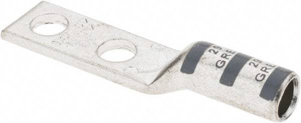 Thomas & Betts - 4 AWG Noninsulated Compression Connection Rectangle Ring Terminal - 1/4" Stud, 2.31" OAL x 0.52" Wide, Tin Plated Copper Contact - Industrial Tool & Supply