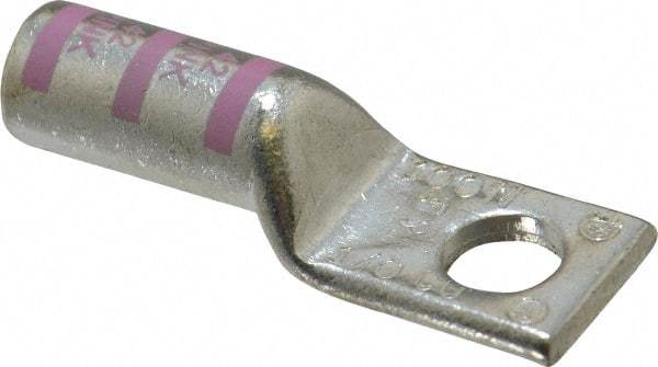 Thomas & Betts - 1/0 AWG Noninsulated Compression Connection Rectangle Ring Terminal - 3/8" Stud, 2.23" OAL x 3/4" Wide, Tin Plated Copper Contact - Industrial Tool & Supply