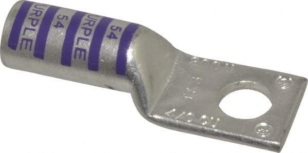 Thomas & Betts - 4/0 AWG Noninsulated Compression Connection Rectangle Ring Terminal - 1/2" Stud, 2.95" OAL x 1.03" Wide, Tin Plated Copper Contact - Industrial Tool & Supply