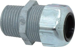 Thomas & Betts - 0.45 to 0.56" Cable Capacity, Liquidtight, Straight Strain Relief Cord Grip - 1/2 NPT Thread, 1-21/32" Long, Zinc - Industrial Tool & Supply