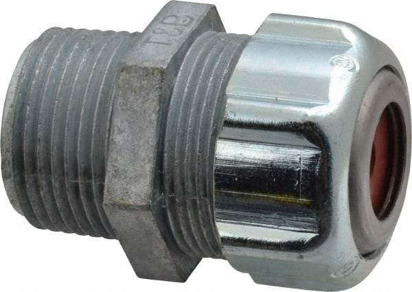 Thomas & Betts - 1/8 to 1/4" Cable Capacity, Liquidtight, Straight Strain Relief Cord Grip - 3/4 NPT Thread, 1-3/4" Long, Zinc - Industrial Tool & Supply