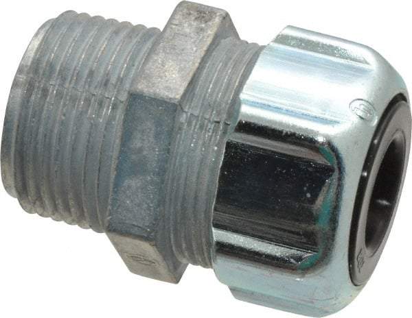 Thomas & Betts - 1/4 to 3/8" Cable Capacity, Liquidtight, Straight Strain Relief Cord Grip - 3/4 NPT Thread, 1-3/4" Long, Zinc - Industrial Tool & Supply