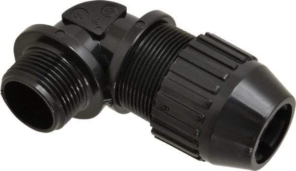 Thomas & Betts - 0.66 to 0.78" Cable Capacity, Liquidtight, Elbow Strain Relief Cord Grip - 3/4 Thread, Nylon - Industrial Tool & Supply