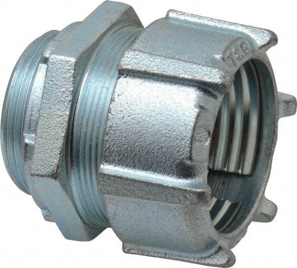 Thomas & Betts - 1-1/2" Trade, Malleable Iron Compression Straight Rigid/Intermediate (IMC) Conduit Connector - Noninsulated - Industrial Tool & Supply