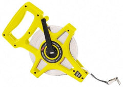 US Tape - 100' x 1/2" White Blade Tape Measure - 1/8", 1mm, & 1 cm Graduation, Inch/Metric Graduation Style, Yellow/Silver Case - Industrial Tool & Supply