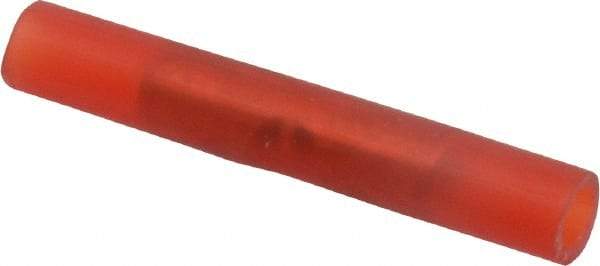 Thomas & Betts - 22 to 18 AWG Compatible, Nylon Fully Insulated, Crimp-On Butt Splice Terminal - 2 Wire Entries, Copper Contacts, Tin Contact Plating, 1.19" OAL, Red - Industrial Tool & Supply