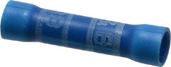 Thomas & Betts - 16 to 14 AWG Compatible, Vinyl Fully Insulated, Crimp-On Butt Splice Terminal - 2 Wire Entries, Copper Contacts, Tin Contact Plating, 1.13" OAL, Blue - Industrial Tool & Supply
