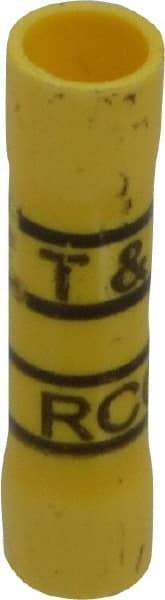 Thomas & Betts - 12 to 10 AWG Compatible, Vinyl Fully Insulated, Crimp-On Butt Splice Terminal - 2 Wire Entries, Copper Contacts, Tin Contact Plating, 1.31" OAL, Yellow - Industrial Tool & Supply