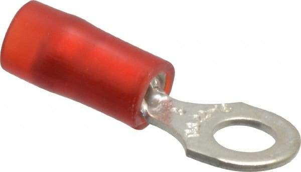 Thomas & Betts - 22-16 AWG Partially Insulated Crimp Connection D Shaped Ring Terminal - #8 Stud, 0.89" OAL x 0.26" Wide, Tin Plated Copper Contact - Industrial Tool & Supply