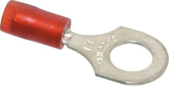 Thomas & Betts - 22-16 AWG Partially Insulated Crimp Connection D Shaped Ring Terminal - 1/4" Stud, 1.1" OAL x 0.46" Wide, Tin Plated Copper Contact - Industrial Tool & Supply