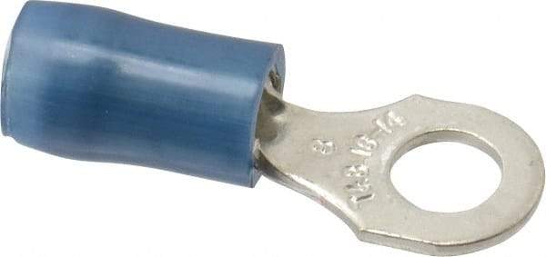 Thomas & Betts - 18-14 AWG Partially Insulated Crimp Connection D Shaped Ring Terminal - #8 Stud, 0.89" OAL x 0.31" Wide, Tin Plated Copper Contact - Industrial Tool & Supply