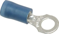 Thomas & Betts - 18-14 AWG Partially Insulated Crimp Connection D Shaped Ring Terminal - #10 Stud, 0.89" OAL x 0.31" Wide, Tin Plated Copper Contact - Industrial Tool & Supply