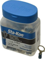 Thomas & Betts - 18-14 AWG Partially Insulated Crimp Connection D Shaped Ring Terminal - 3/8" Stud, 1.17" OAL x 0.53" Wide, Tin Plated Copper Contact - Industrial Tool & Supply