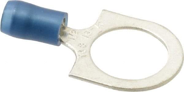 Thomas & Betts - 18-14 AWG Partially Insulated Crimp Connection D Shaped Ring Terminal - 1/2" Stud, 1-1/4" OAL x 0.72" Wide, Tin Plated Copper Contact - Industrial Tool & Supply